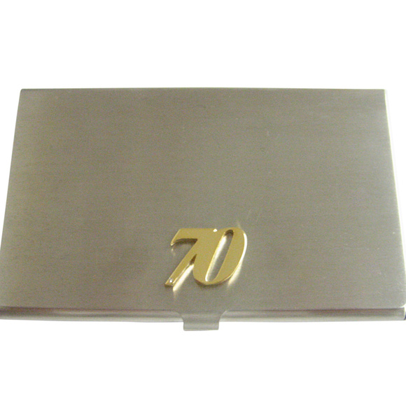 Gold-Tone Card Holder | Lucleon | 30 day return policy Gold Toned 70 Years Business Card Holder